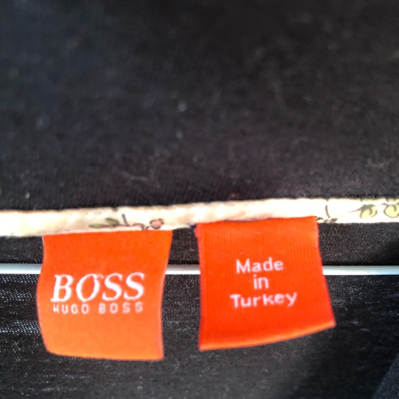 ❤️Hugo Boss Orange Tag Black Midi Dress Cotton Modal Blend Cinched Waist Size M - Picture 6 of 9